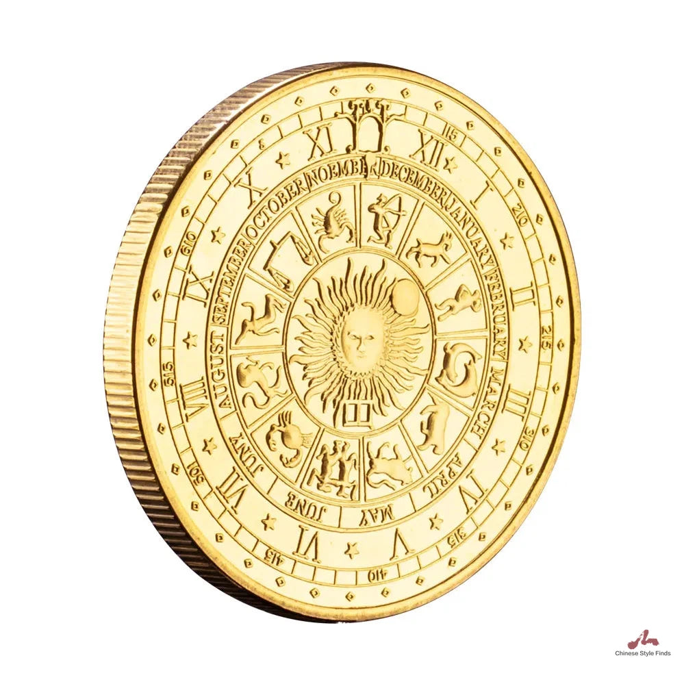 Gold Plated Europe and America Tarots Sun Moon Commemorative Coin Constellation Lucky Love Wishing Coins 1175-Chinese Style Finds™