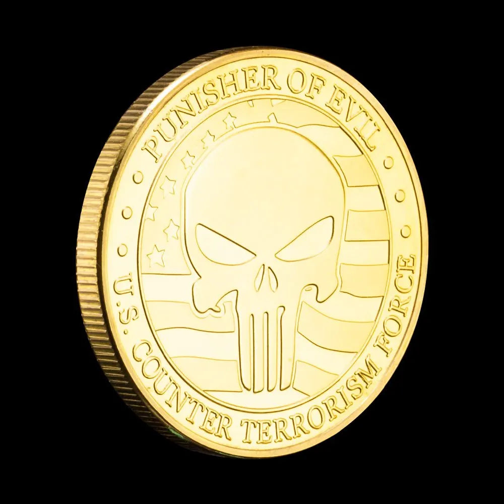 Gold Punisher Coin US Coanter terrorism Force Souvenir Collectibles Gold Plated Honor Coin Commemorative Coin Challenge Coin 1564-Chinese Style Finds™