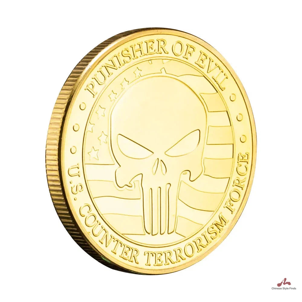 Gold Punisher Coin US Coanter terrorism Force Souvenir Collectibles Gold Plated Honor Coin Commemorative Coin Challenge Coin 1564-Chinese Style Finds™