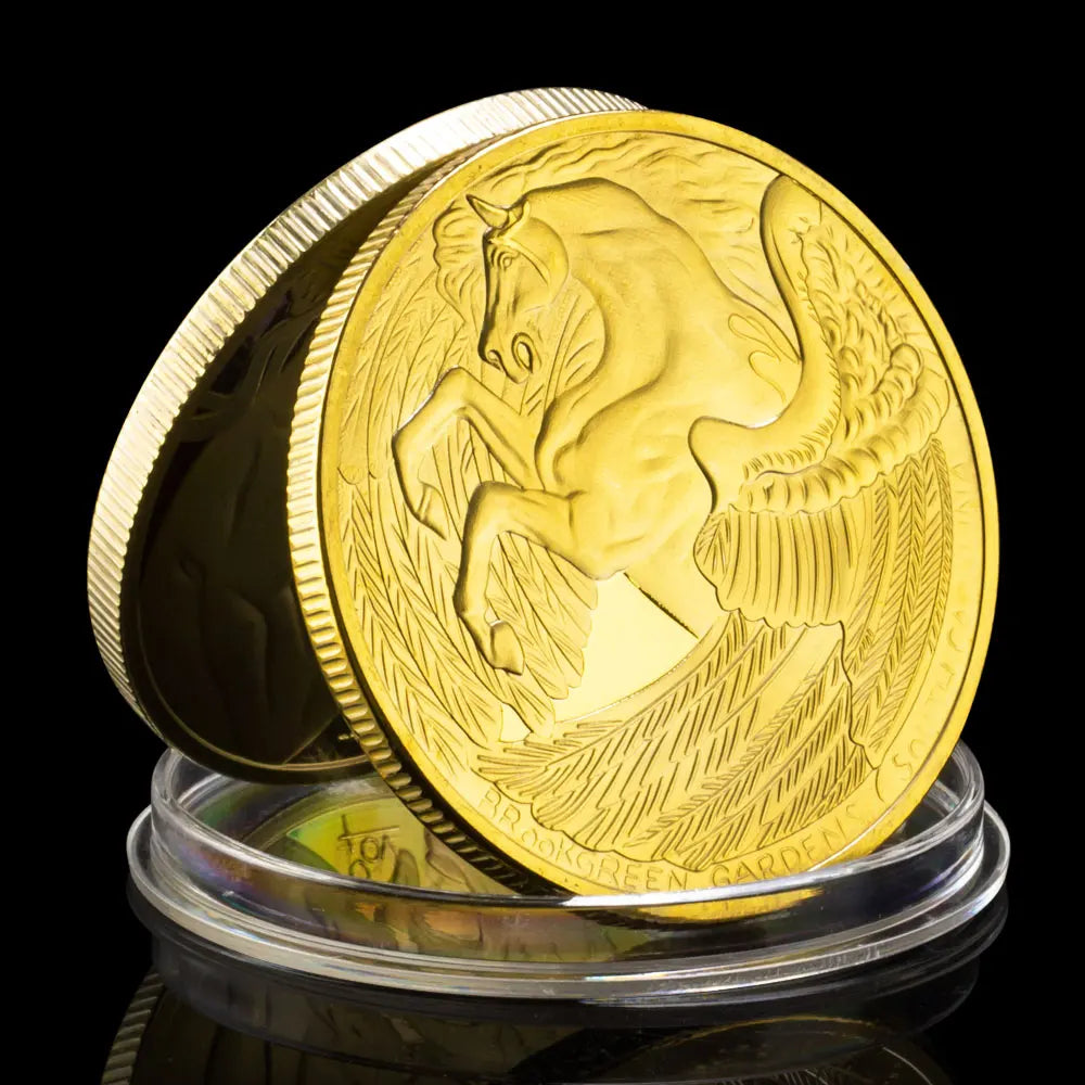 Greek Mythology Pegasus Collectible Golden Plated Souvenir Coin Basso-relievo Collection Gift Commemorative Coin 1446-Chinese Style Finds™