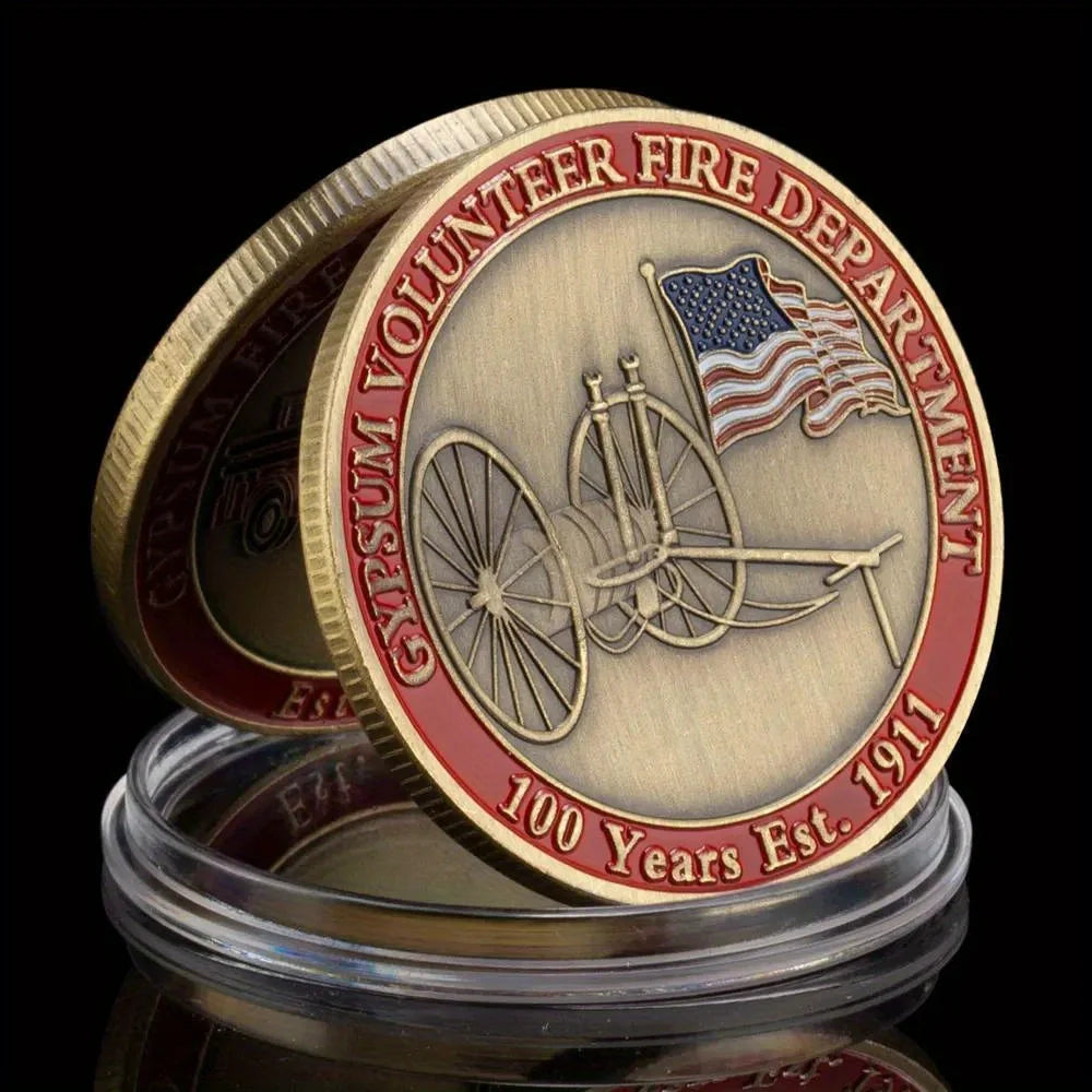 Gypsum Volunteer Fire Department Collectible Copper Plated Souvenir Coin Basso-relievo Replica Challenge Coin Commemorative Coin 1228-Chinese Style Finds™