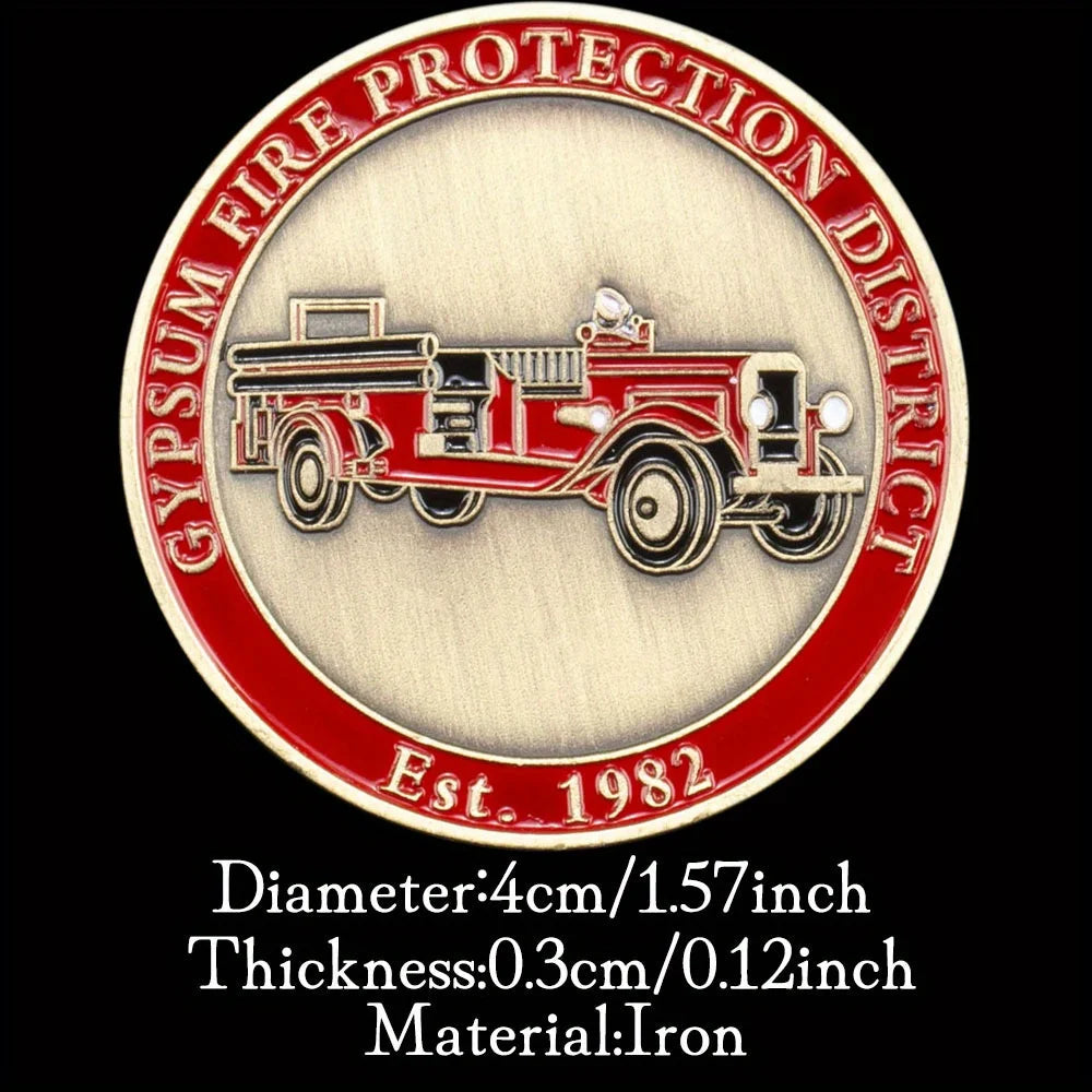 Gypsum Volunteer Fire Department Collectible Copper Plated Souvenir Coin Basso-relievo Replica Challenge Coin Commemorative Coin 1228-Chinese Style Finds™