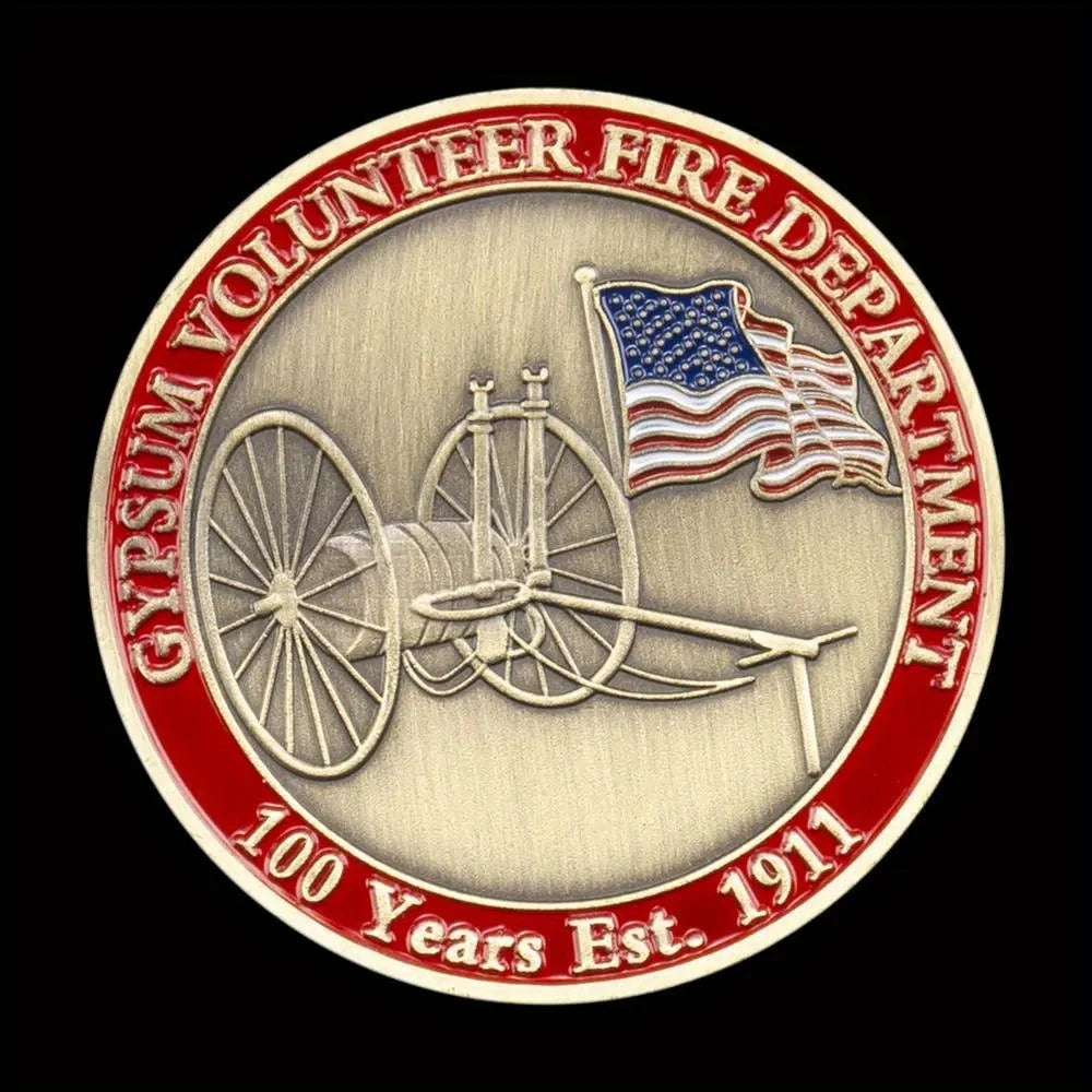 Gypsum Volunteer Fire Department Collectible Copper Plated Souvenir Coin Basso-relievo Replica Challenge Coin Commemorative Coin 1228-Chinese Style Finds™