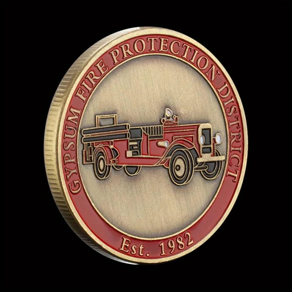 Gypsum Volunteer Fire Department Collectible Copper Plated Souvenir Coin Basso-relievo Replica Challenge Coin Commemorative Coin 1228-Chinese Style Finds™