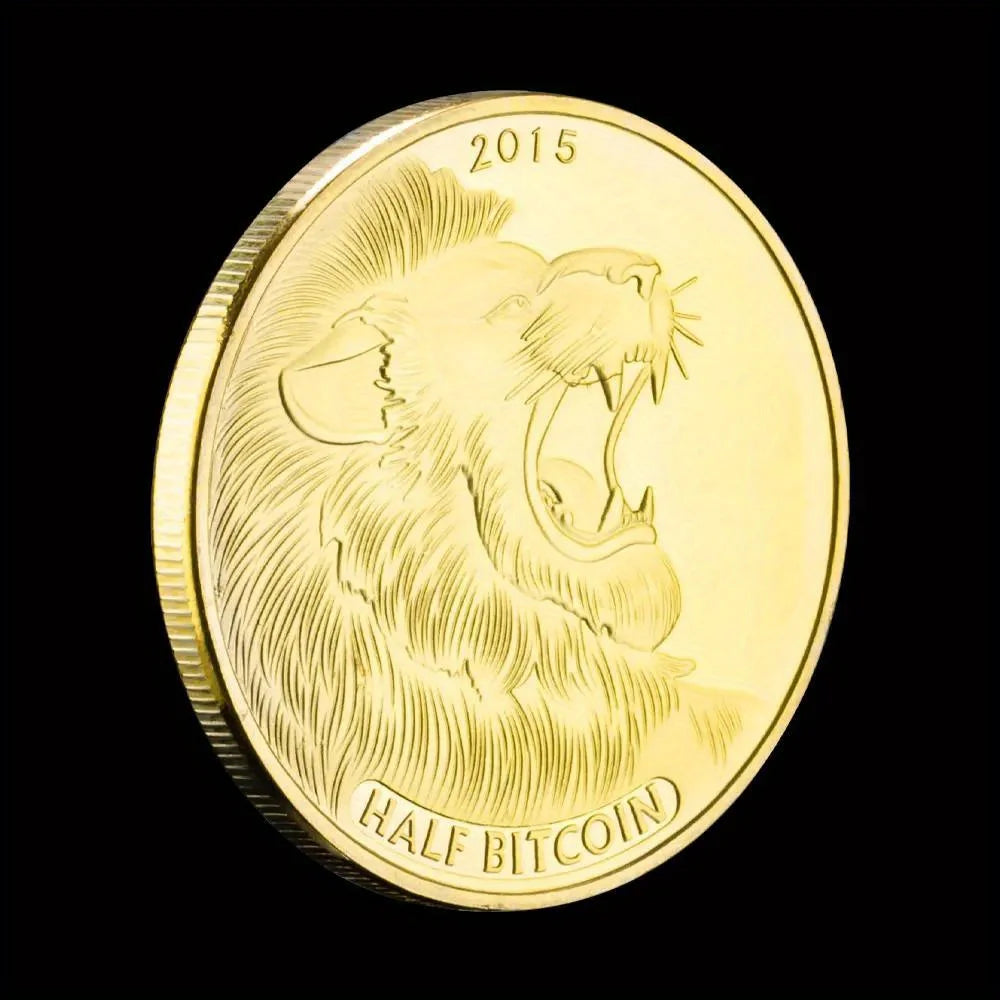 Half Bitcoin 2015 Lion Collectible Physical Crypto Souvenir Collection Cryptocurrency Titan Bitcoin Commemorative Coin 1343-Chinese Style Finds™