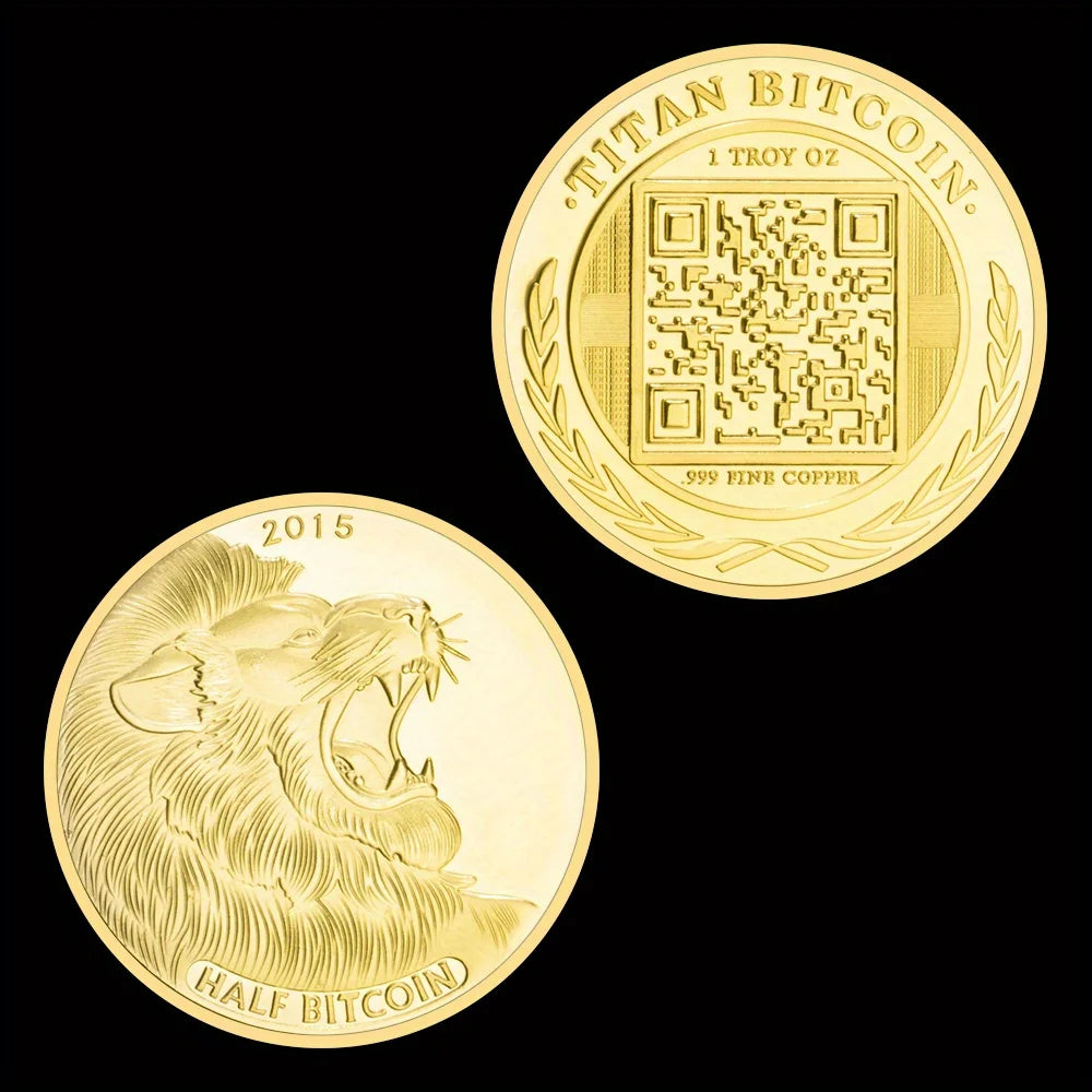 Half Bitcoin 2015 Lion Collectible Physical Crypto Souvenir Collection Cryptocurrency Titan Bitcoin Commemorative Coin 1343-Chinese Style Finds™