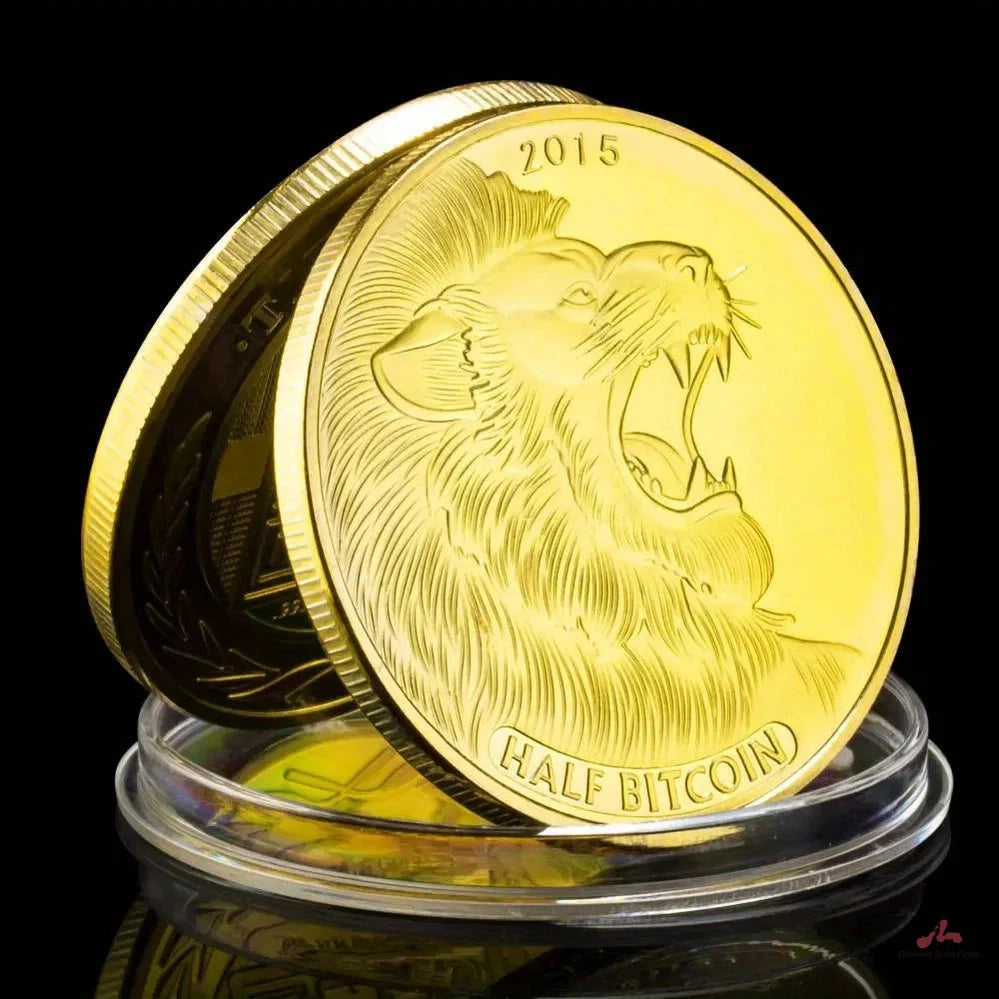 Half Bitcoin 2015 Lion Collectible Physical Crypto Souvenir Collection Cryptocurrency Titan Bitcoin Commemorative Coin 1343-Chinese Style Finds™