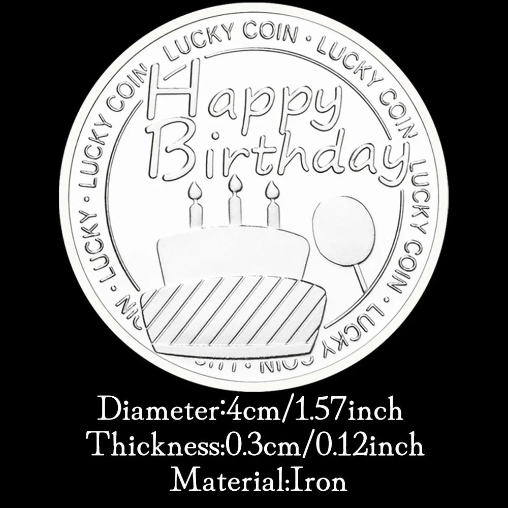 Happy Birthday Lucky Coin Creative Gift Collectible silver Plated Souvenirs Coin Happy Birthday Collection Commemorative Coin 1627-Chinese Style Finds™