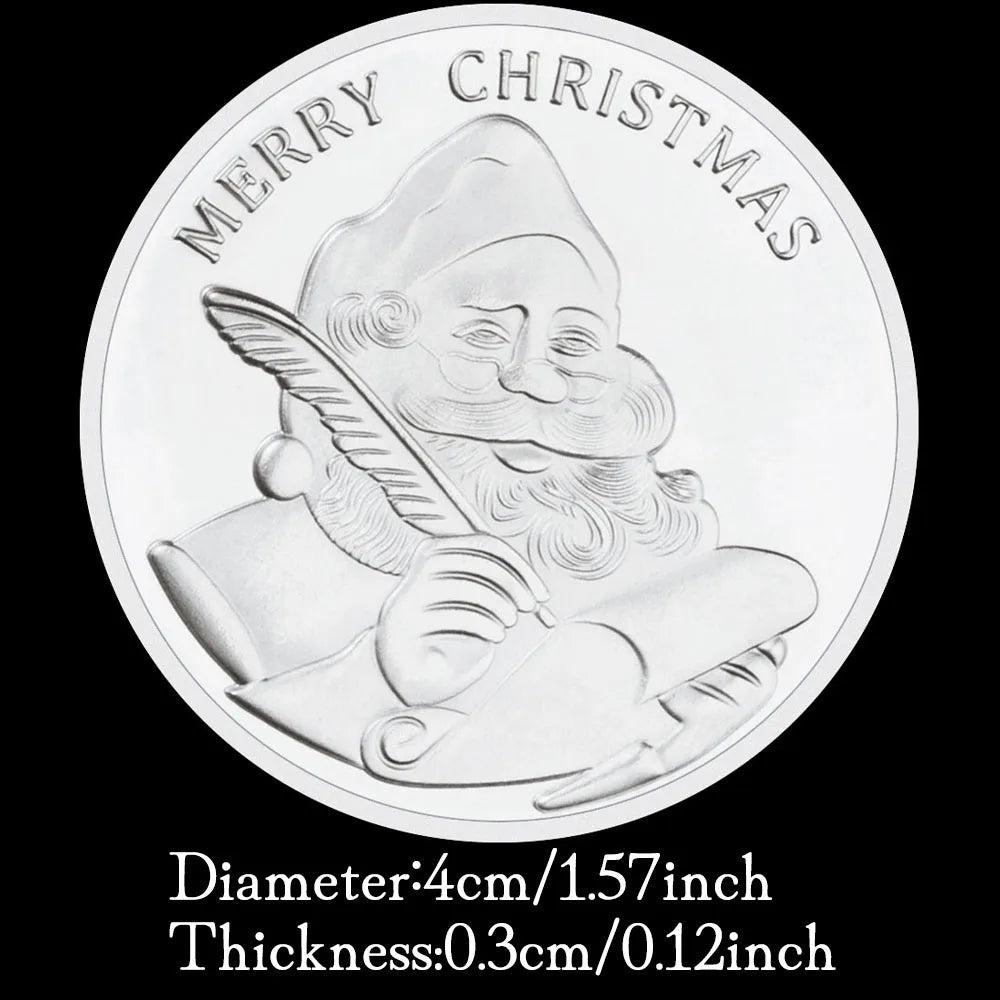 Happy Holiday Commemorative Coin Merry Christmas Souvenirs and Gift Santa Claus Silvery Plated Wishing Coin 1436-Chinese Style Finds™