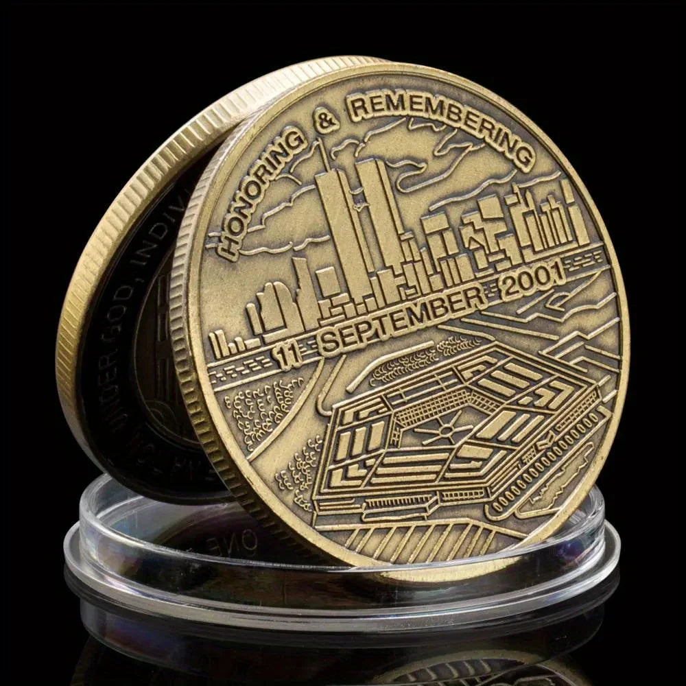 Honoring and Remembering 11 September 2001 Souvenir Coin World Trade Center Never Forget Bronze Plated Challenge Coin 1554-Chinese Style Finds™