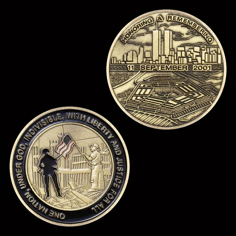 Honoring and Remembering 11 September 2001 Souvenir Coin World Trade Center Never Forget Bronze Plated Challenge Coin 1554-Chinese Style Finds™