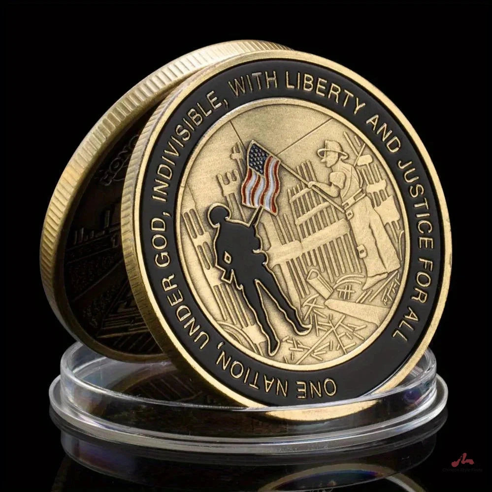 Honoring and Remembering 11 September 2001 Souvenir Coin World Trade Center Never Forget Bronze Plated Challenge Coin 1554-Chinese Style Finds™