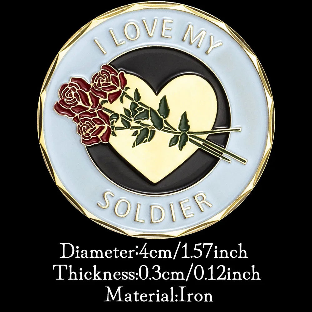 I Love My Soldier 1 Pcs Military Challenge Coin Best Gift Ideas for Soldiers Golden Plated Souvenir Gift Commemorative Coin 1481-Chinese Style Finds™