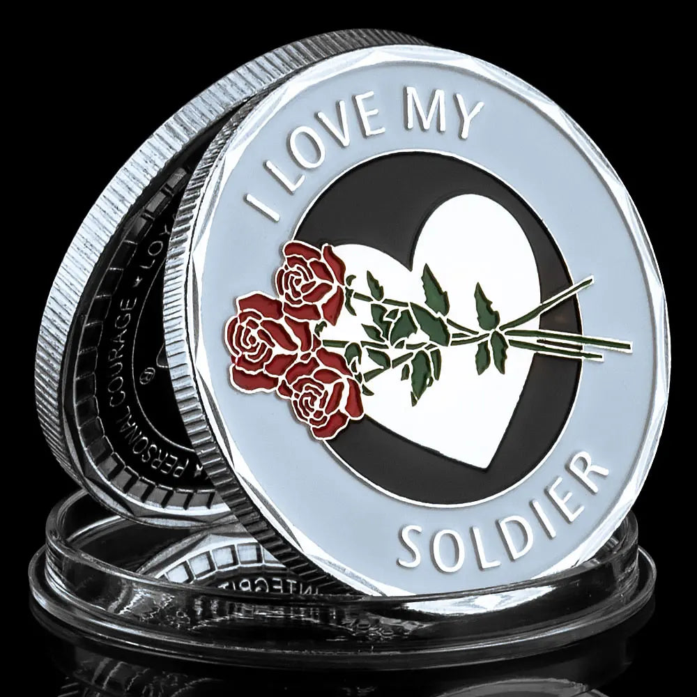 I Love My Soldier 1 Pcs Military Challenge Coin Best Gift Ideas for Soldiers Golden Plated Souvenir Gift Commemorative Coin 1481-Chinese Style Finds™