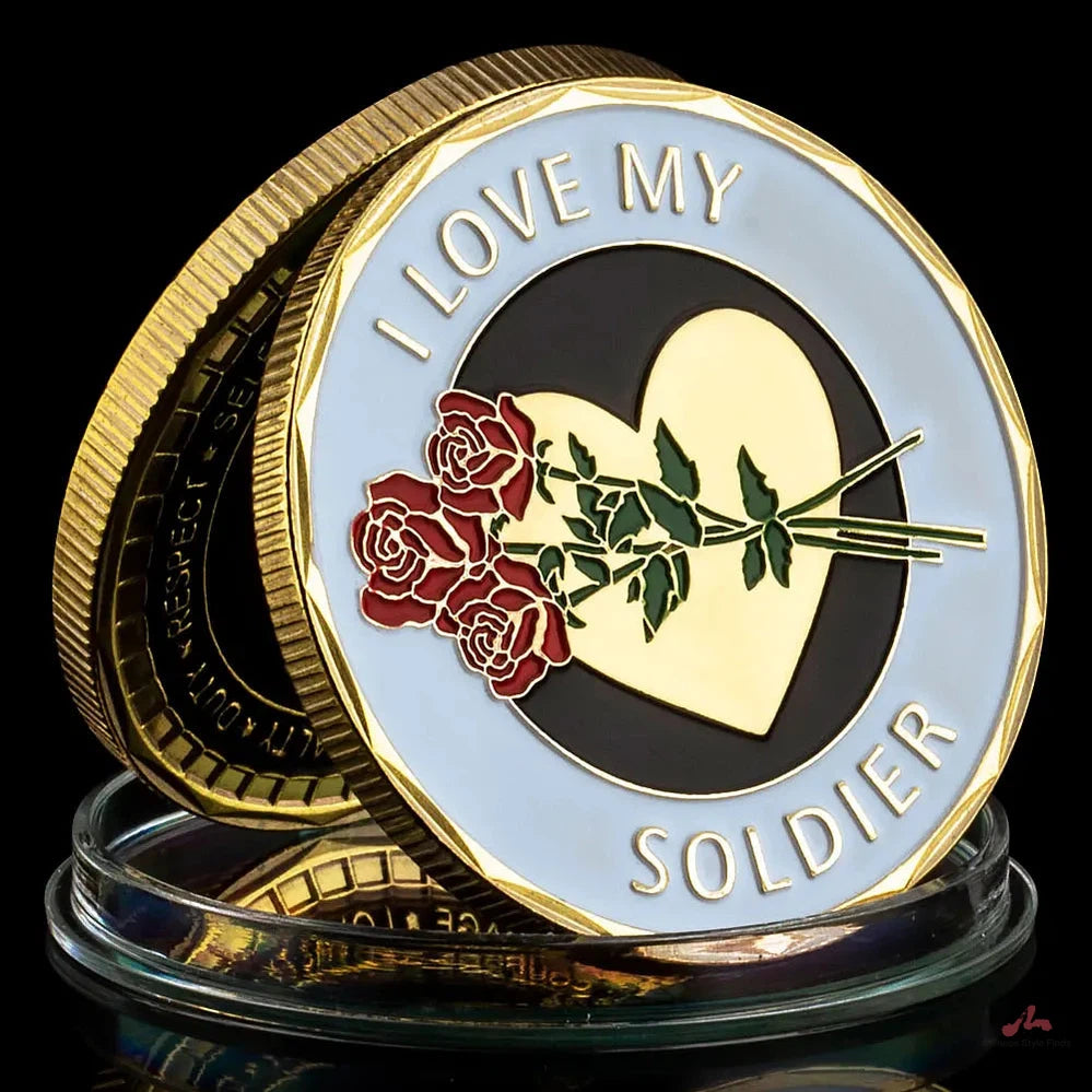 I Love My Soldier 1 Pcs Military Challenge Coin Best Gift Ideas for Soldiers Golden Plated Souvenir Gift Commemorative Coin 1481-Chinese Style Finds™