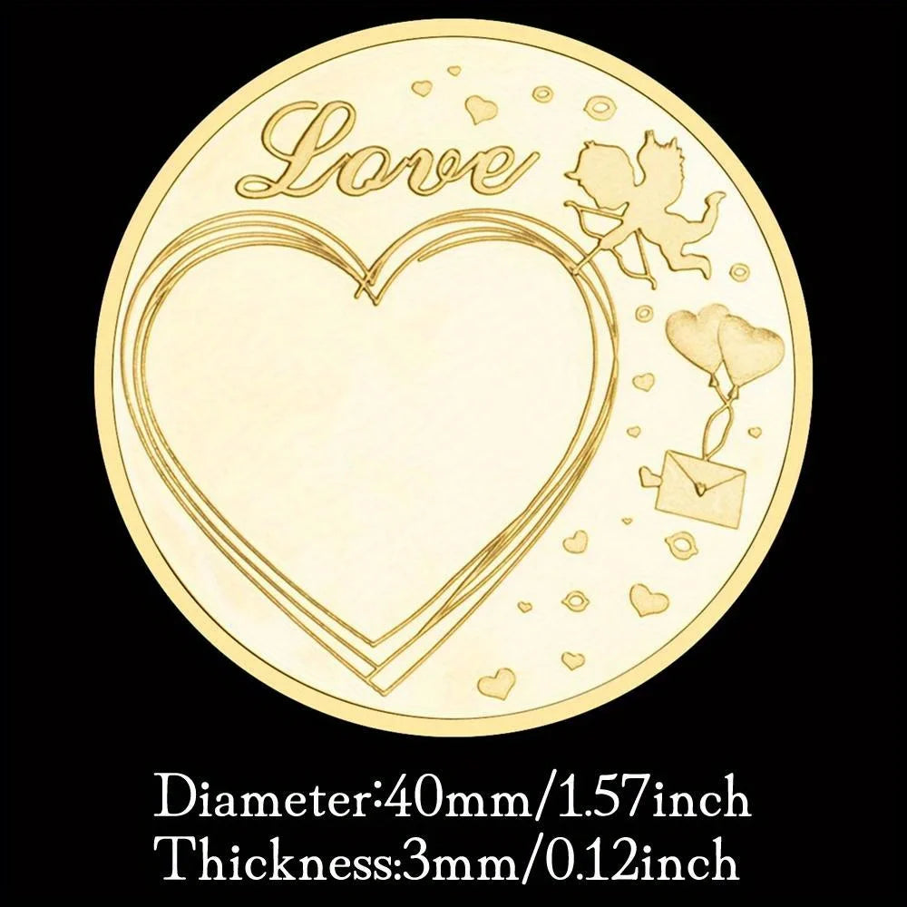 I Love You Creative Gift Love Heart Collectible Souvenir Coin Rose Pattern Commemorative Coin 1414-Chinese Style Finds™