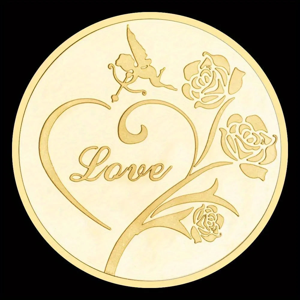 I Love You Creative Gift Love Heart Collectible Souvenir Coin Rose Pattern Commemorative Coin 1414-Chinese Style Finds™