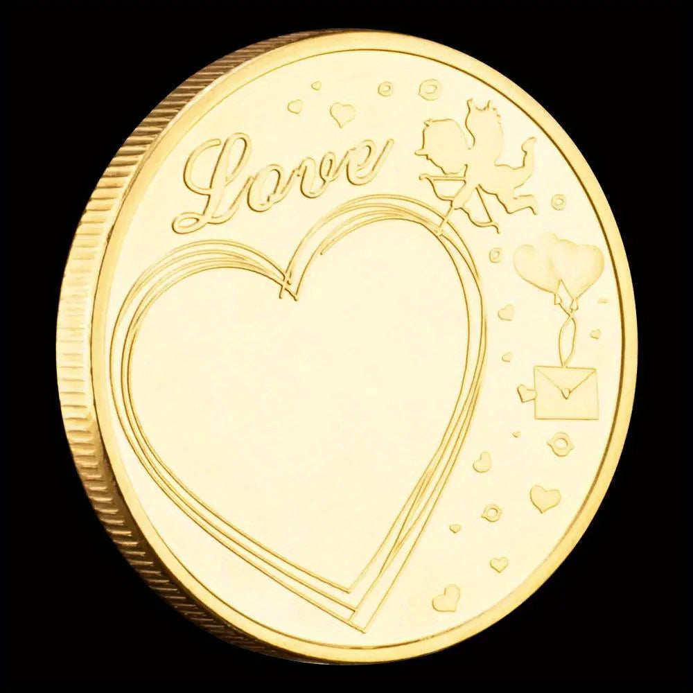 I Love You Creative Gift Love Heart Collectible Souvenir Coin Rose Pattern Commemorative Coin 1414-Chinese Style Finds™