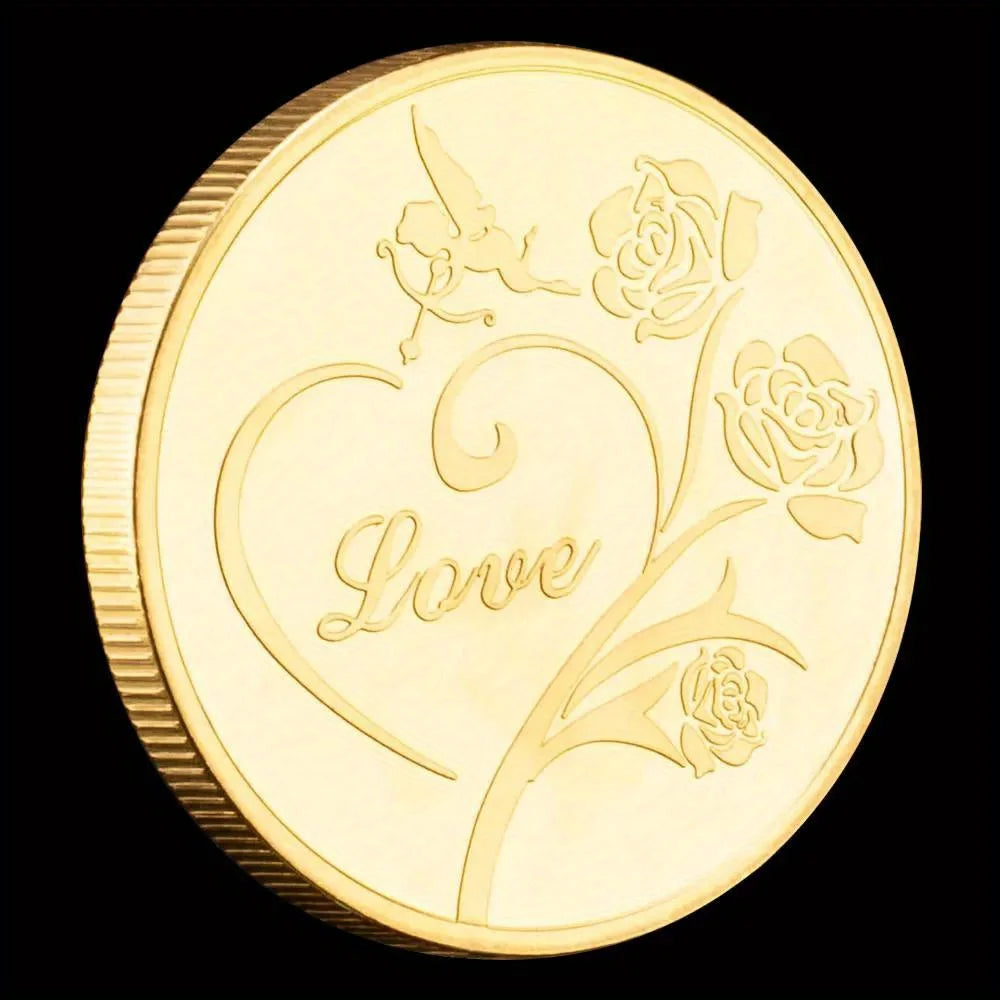 I Love You Creative Gift Love Heart Collectible Souvenir Coin Rose Pattern Commemorative Coin 1414-Chinese Style Finds™