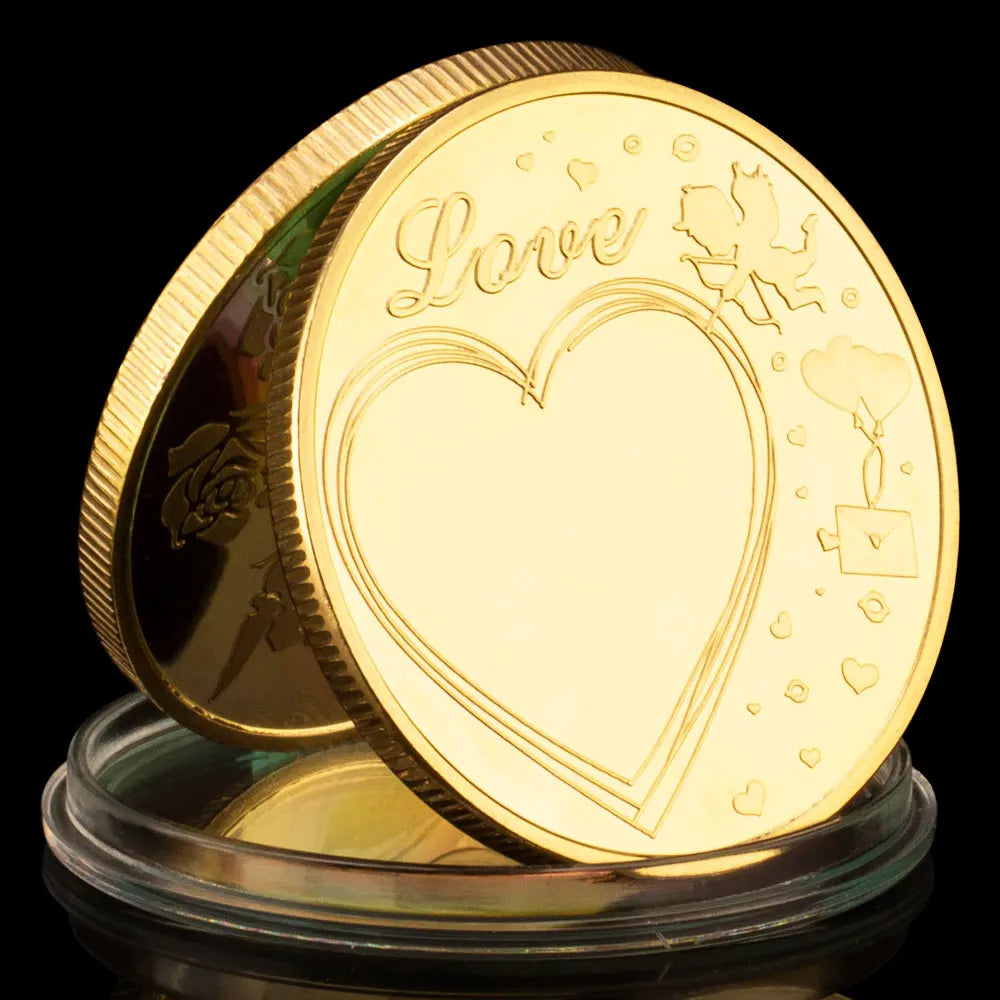 I Love You Creative Gift Love Heart Collectible Souvenir Coin Rose Pattern Commemorative Coin 1414-Chinese Style Finds™