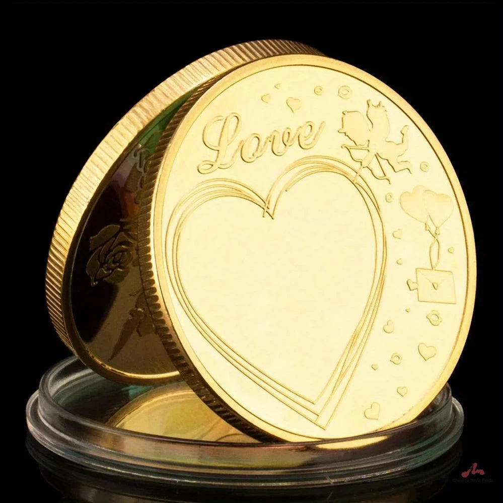 I Love You Creative Gift Love Heart Collectible Souvenir Coin Rose Pattern Commemorative Coin 1414-Chinese Style Finds™