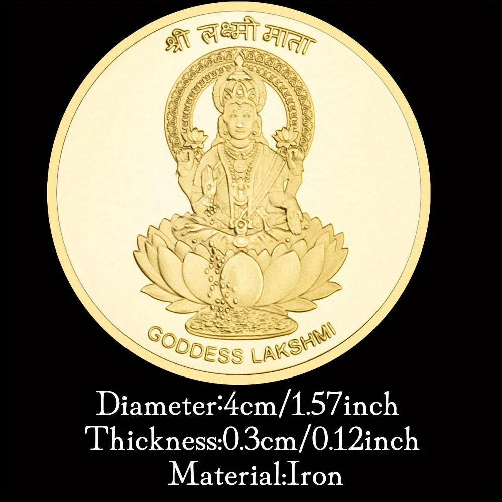 Indian Goddess Lakshmi Souvenir Coin Golden Plated Collectible Creative Gift Commemorative Coin 1225-Chinese Style Finds™