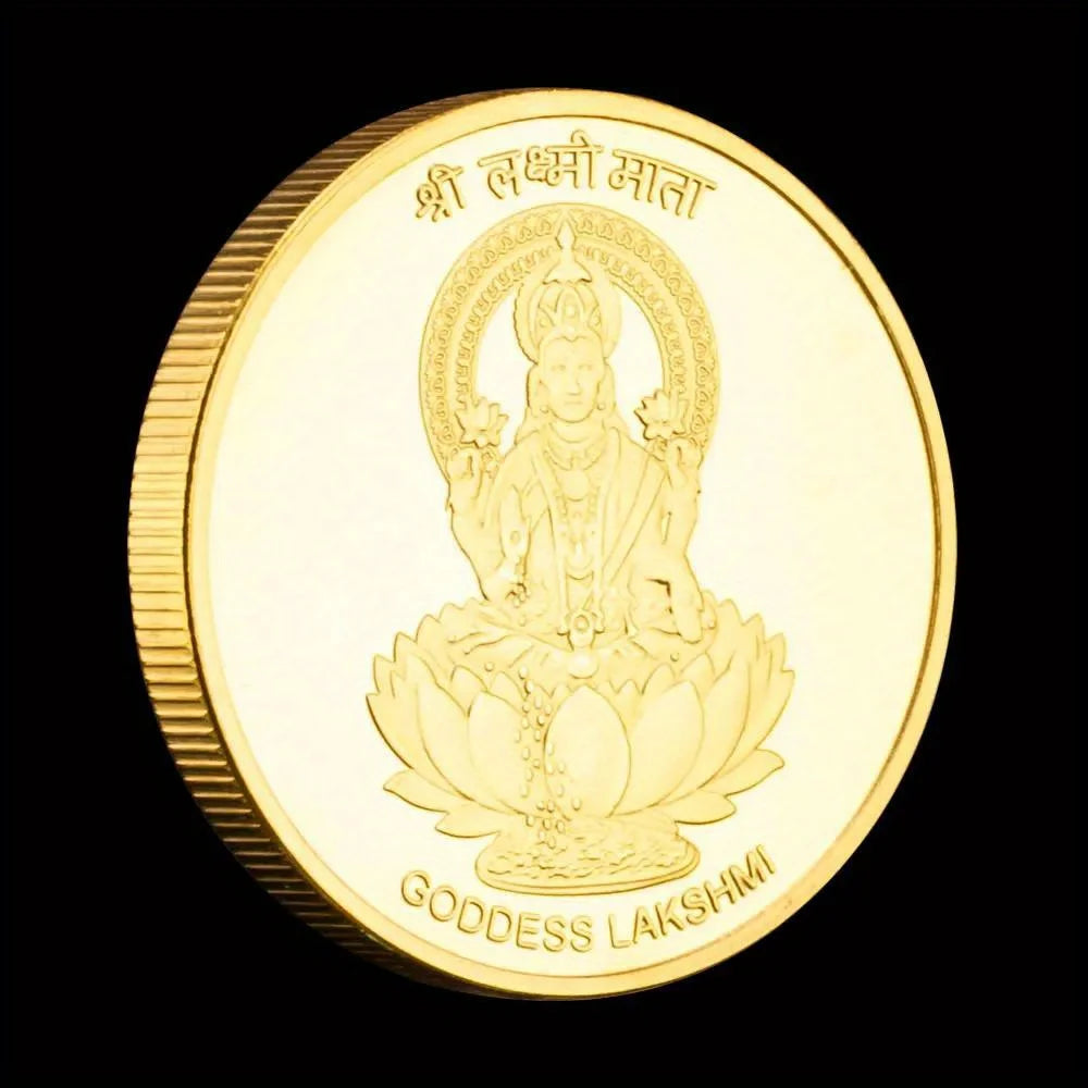 Indian Goddess Lakshmi Souvenir Coin Golden Plated Collectible Creative Gift Commemorative Coin 1225-Chinese Style Finds™