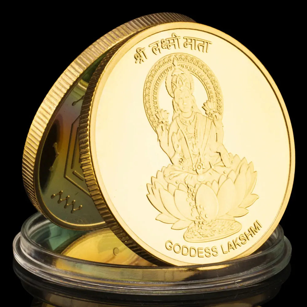 Indian Goddess Lakshmi Souvenir Coin Golden Plated Collectible Creative Gift Commemorative Coin 1225-Chinese Style Finds™