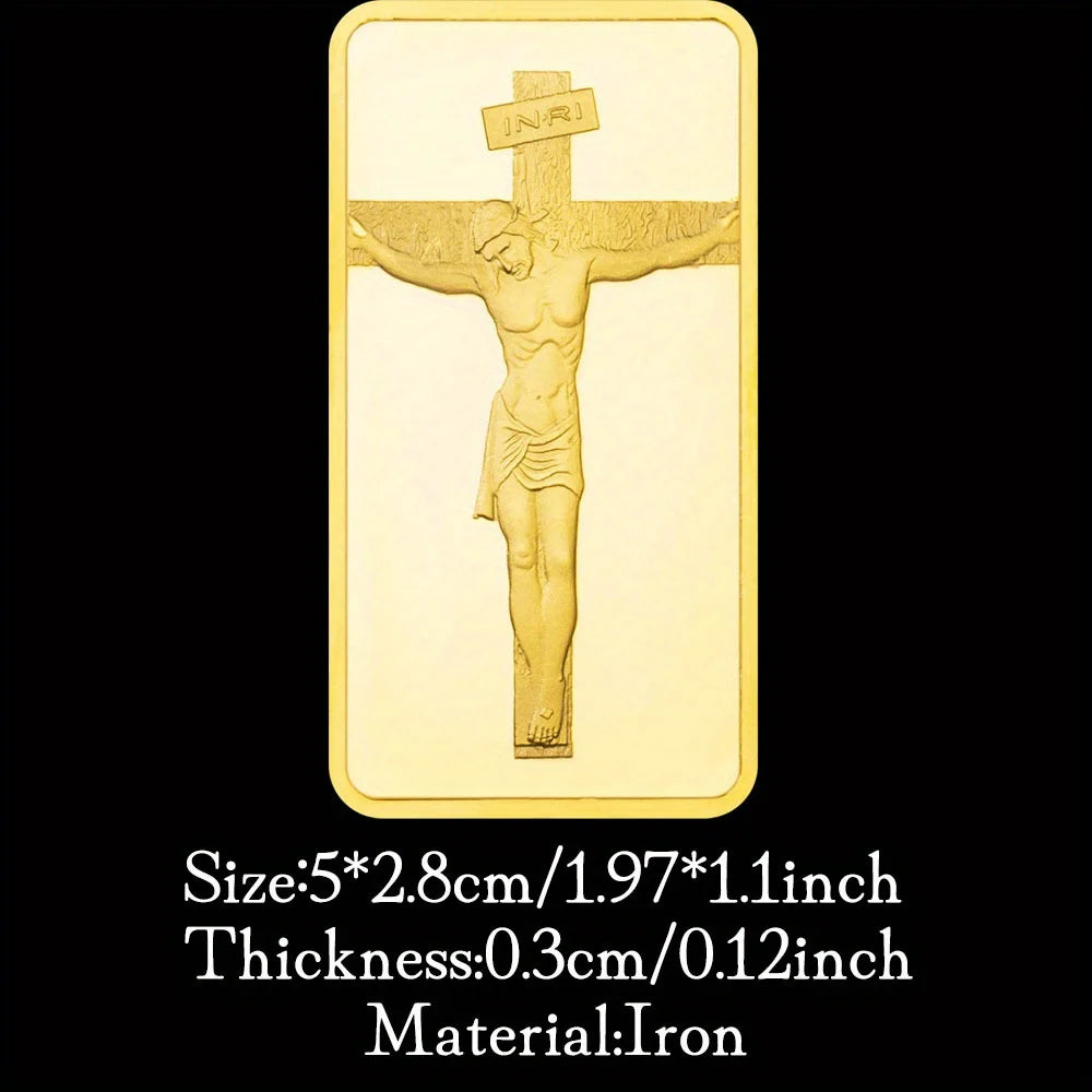 Jesus Bar Station of The Cross Passion Souvenir Coin Bust of Jesus Collectibles Golden Plated Christianity Coin 1629-Chinese Style Finds™