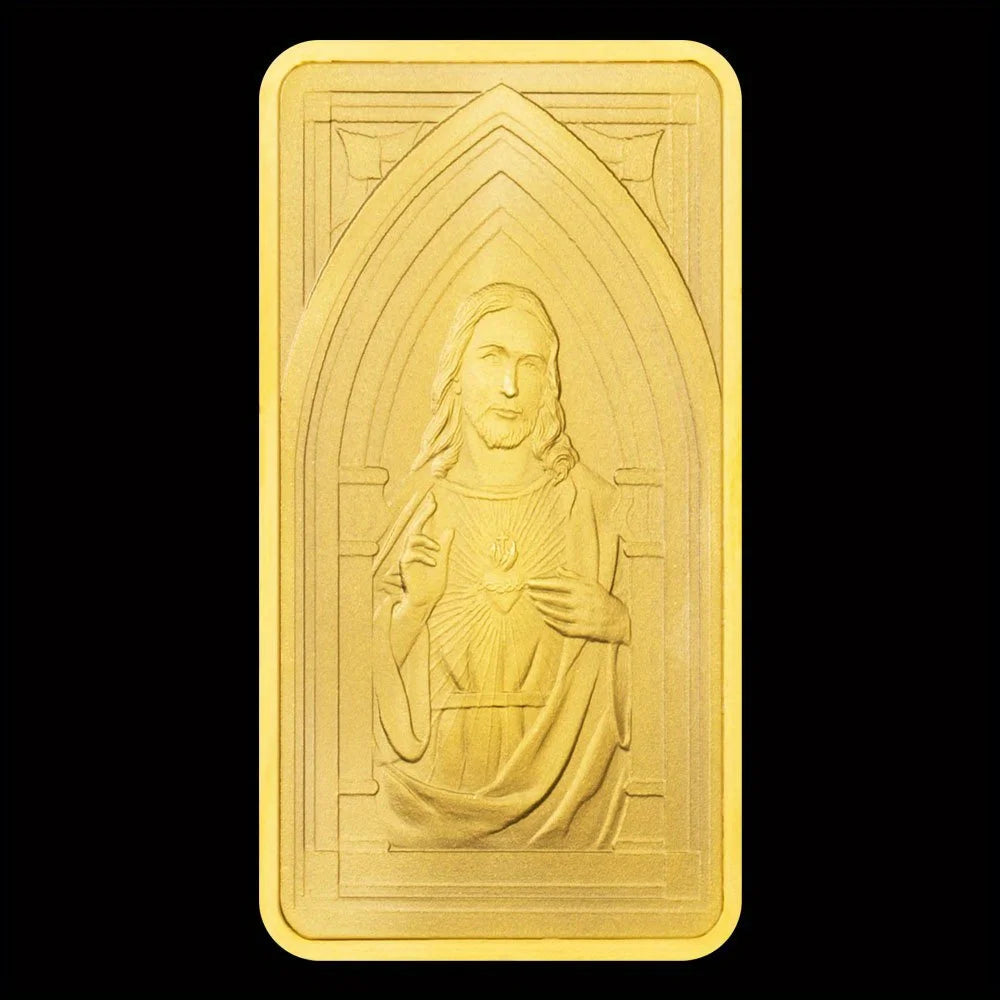 Jesus Bar Station of The Cross Passion Souvenir Coin Bust of Jesus Collectibles Golden Plated Christianity Coin 1629-Chinese Style Finds™