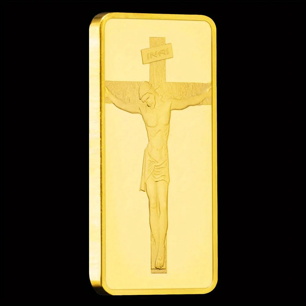 Jesus Bar Station of The Cross Passion Souvenir Coin Bust of Jesus Collectibles Golden Plated Christianity Coin 1629-Chinese Style Finds™