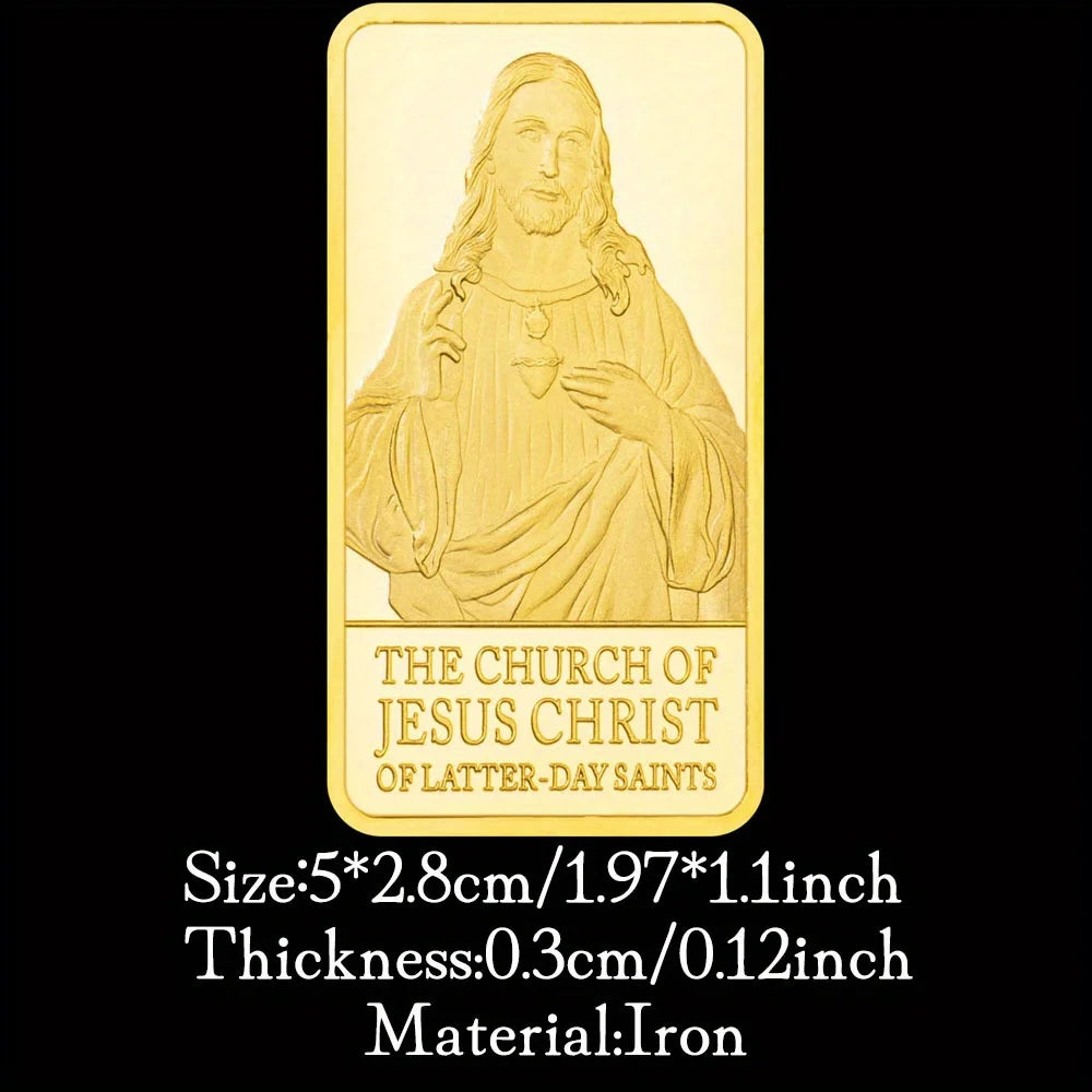 Jesus Bar Station of The Cross Passion Souvenir Comemmorative Coin Bust of Jesus Collectibles Plated Christianity Coin 1528-Chinese Style Finds™