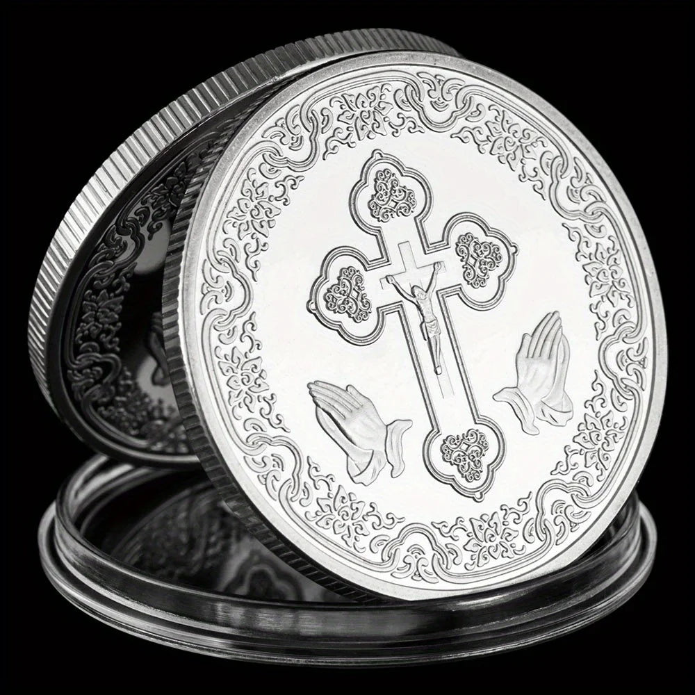 Jesus Coin Crown of Thorns Golden Plated Souvenirs and Gift Ideas Christian Commemorative Coin Pray Coins 1385-Chinese Style Finds™