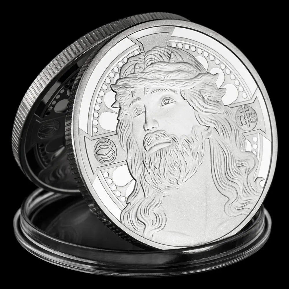 Jesus Coin Crown of Thorns Golden Plated Souvenirs and Gift Ideas Christian Commemorative Coin Pray Coins 1385-Chinese Style Finds™