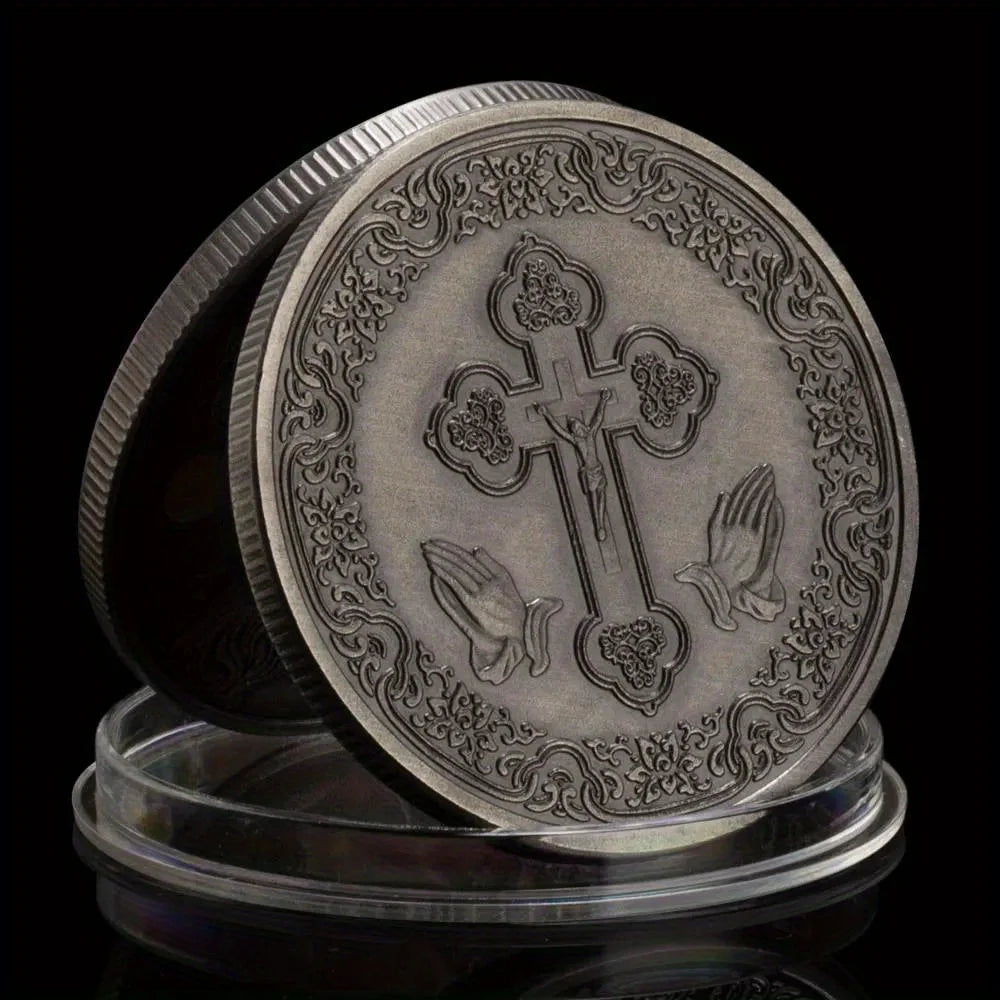 Jesus Coin Crown of Thorns Plated Souvenirs and Gift Ideas Home Decorations Christian Commemorative Coin Pray Coins 1254-Chinese Style Finds™