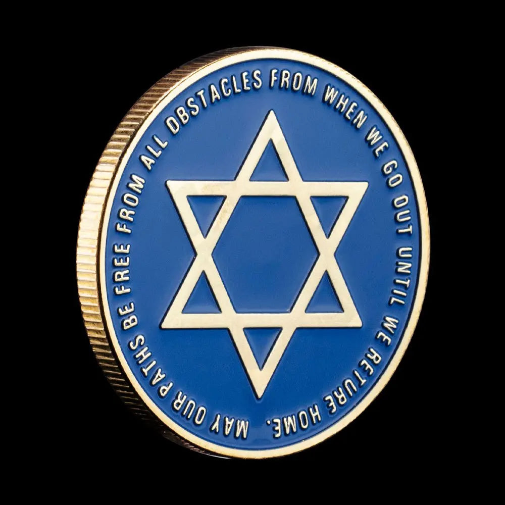 Jew Coin Hexagram Pattern Souvenir Blue Collectible Gift Commemorative Coin Gold Plated Coin 1622-Chinese Style Finds™