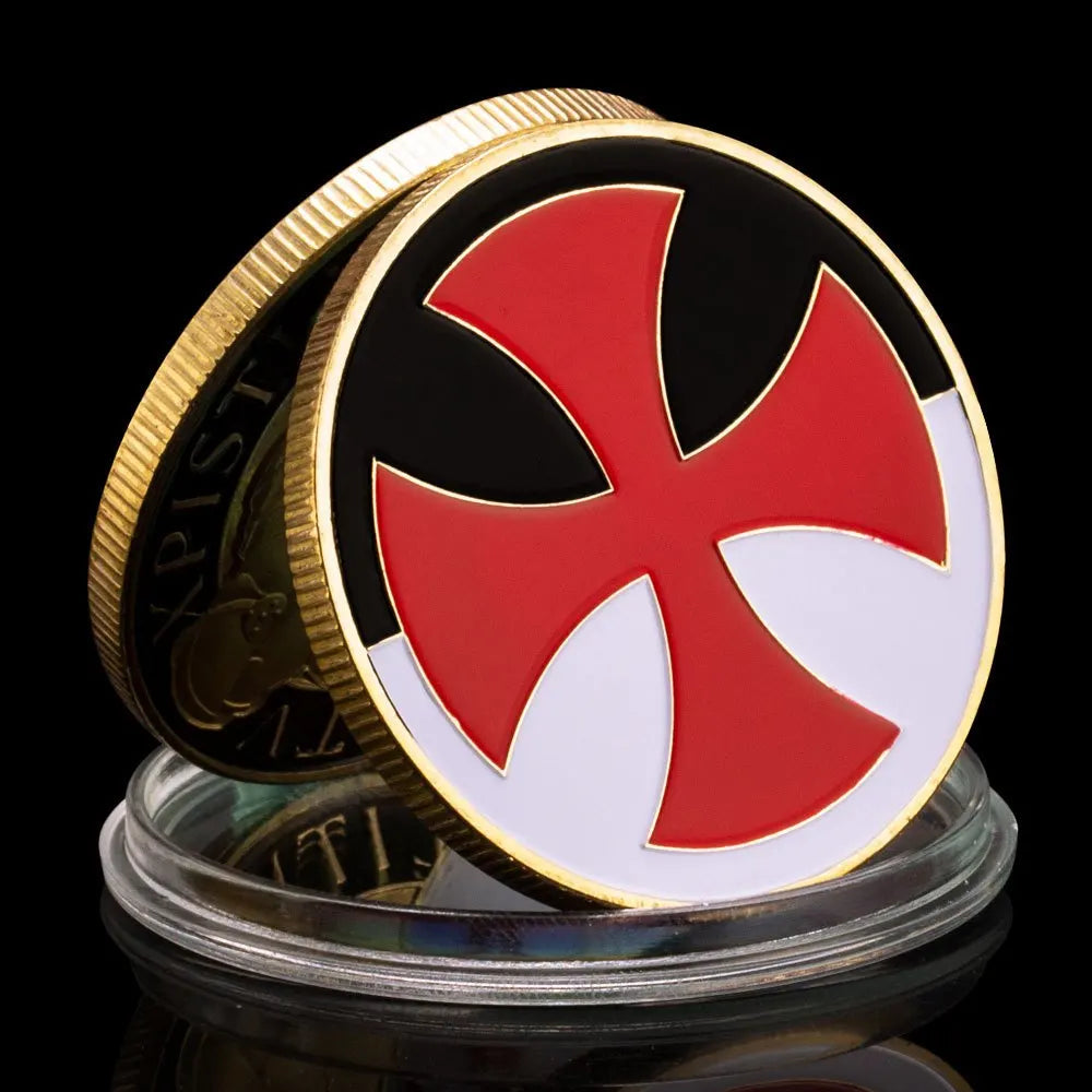 Kindom of Morocco Knight Templar Souvenir Golden Plated Coin Collectible Gift Christ Cross Collection Art Commemorative Coin 1096-Chinese Style Finds™