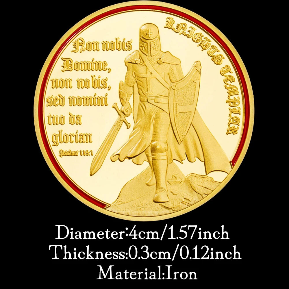 Knights Templar Crusaders Challenge Coin Commemorative Golden Silvery Plated Coin 1703-Chinese Style Finds™