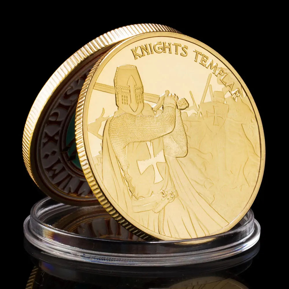 Knights Templars Challenge Coins Teutonic Order Golden Plated Commemorative Coins Crusades Home Decorations 1272-Chinese Style Finds™