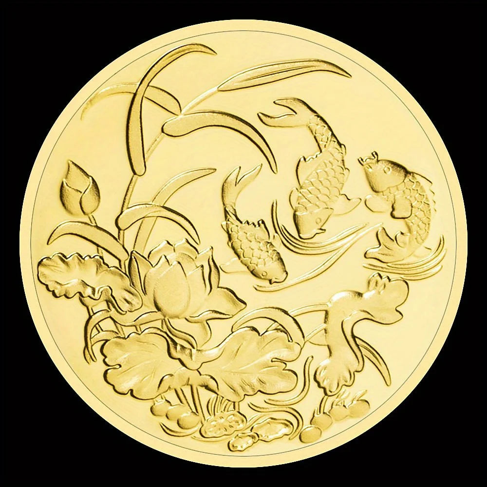 Koi Collectible Golden Plated Souvenir Lucky Coin Brings You Good Luck Creative Gift Basso-Relievo Commemorative Coin 1501-Chinese Style Finds™