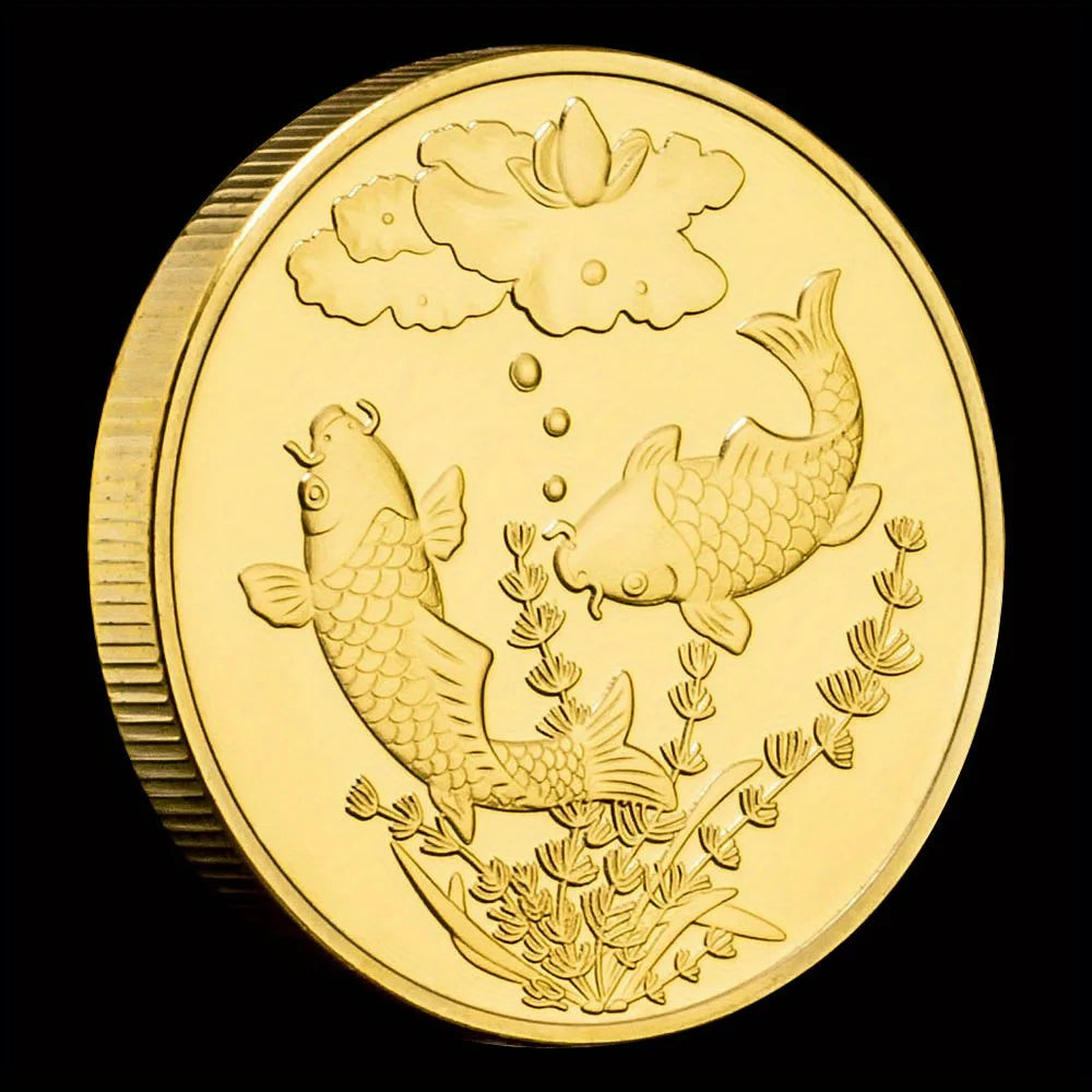 Koi Collectible Golden Plated Souvenir Lucky Coin Brings You Good Luck Creative Gift Basso-Relievo Commemorative Coin 1501-Chinese Style Finds™