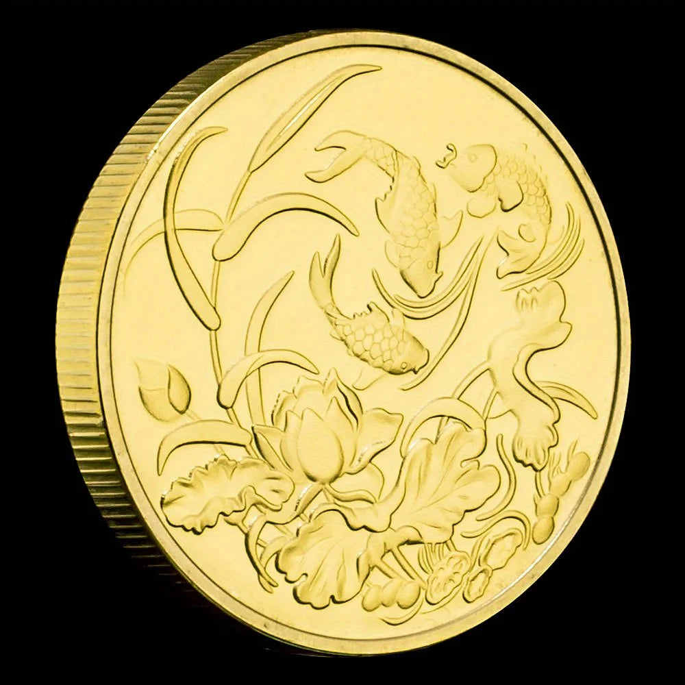 Koi Collectible Golden Plated Souvenir Lucky Coin Brings You Good Luck Creative Gift Basso-Relievo Commemorative Coin 1501-Chinese Style Finds™