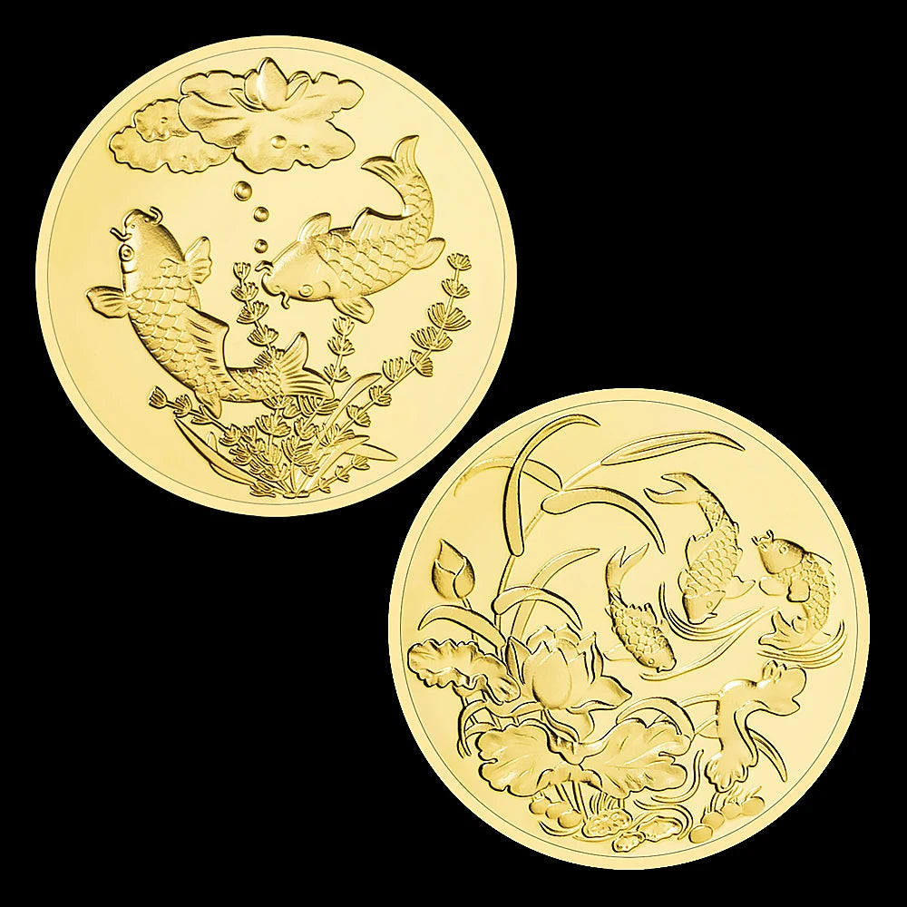 Koi Collectible Golden Plated Souvenir Lucky Coin Brings You Good Luck Creative Gift Basso-Relievo Commemorative Coin 1501-Chinese Style Finds™