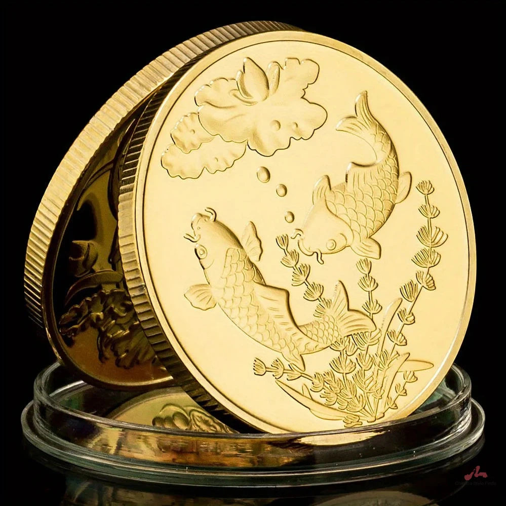 Koi Collectible Golden Plated Souvenir Lucky Coin Brings You Good Luck Creative Gift Basso-Relievo Commemorative Coin 1501-Chinese Style Finds™