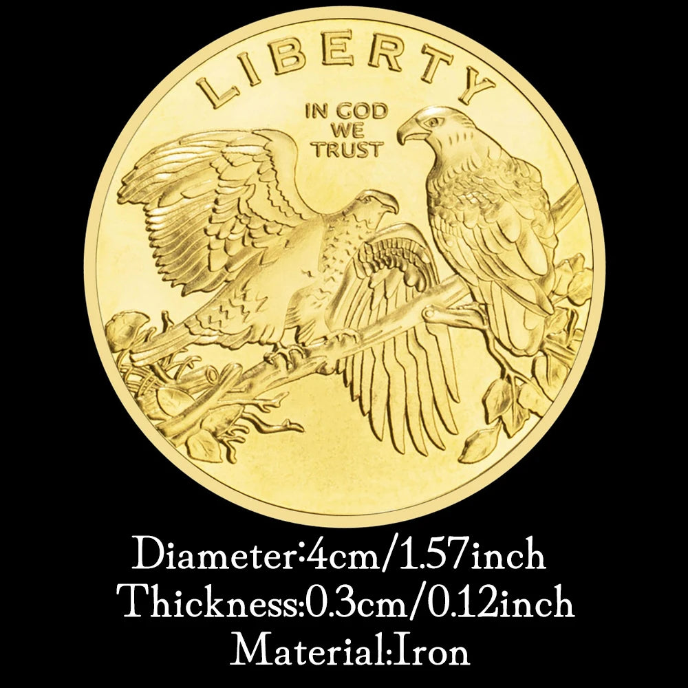 Liberty Golden Plated Souvenir Bald Eagle In God We Trust USA Collectible Gift Collection Art Liberty Coin Commemorative Coin 1470-Chinese Style Finds™