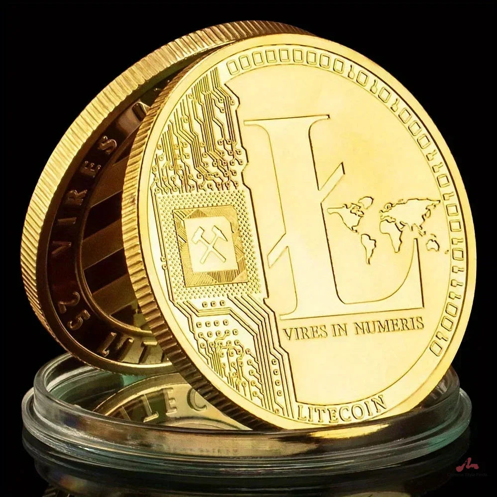 Litecoin Souvenir Golden Plated Commemorative Coin Collectible Gift Physical Litecoin Collection Art Plated Gold Coin 1377-Chinese Style Finds™