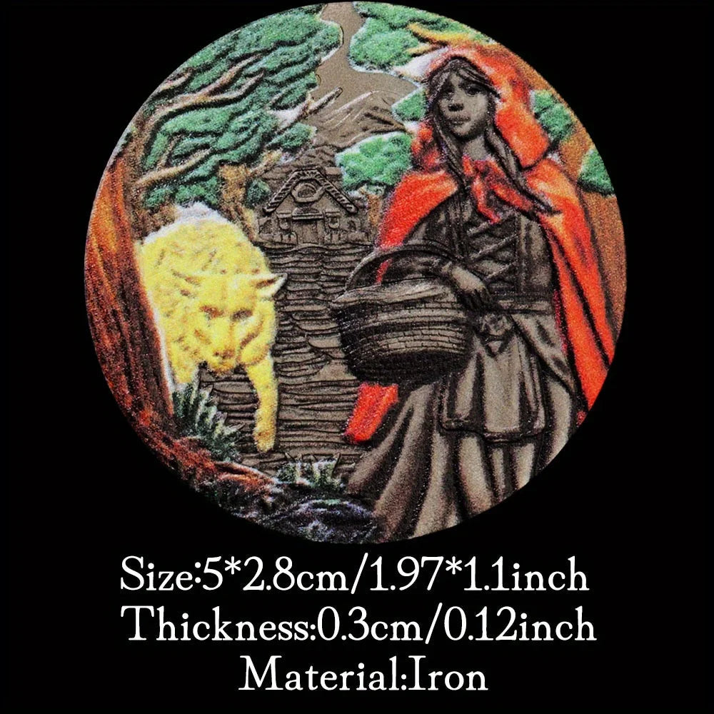 Little Red Riding Hood Souvenirs Coin Brothers Grimm's Tales Commemorative Coin Antique Silvery Plated Home Decorations 1268-Chinese Style Finds™