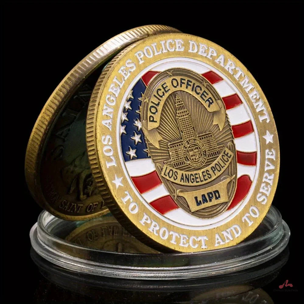 Los Angeles Police Department Souvenirs copper Plated Coin Collectible Gift Saint Micheal Pattern Commemorative Challenge Coin 1586-Chinese Style Finds™