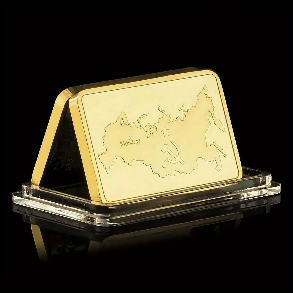 Map of The Soviet Union Collectible Golden Plated Souvenir Bar CCCP Collection Creative Gift Commemorative Coin 1545-Chinese Style Finds™