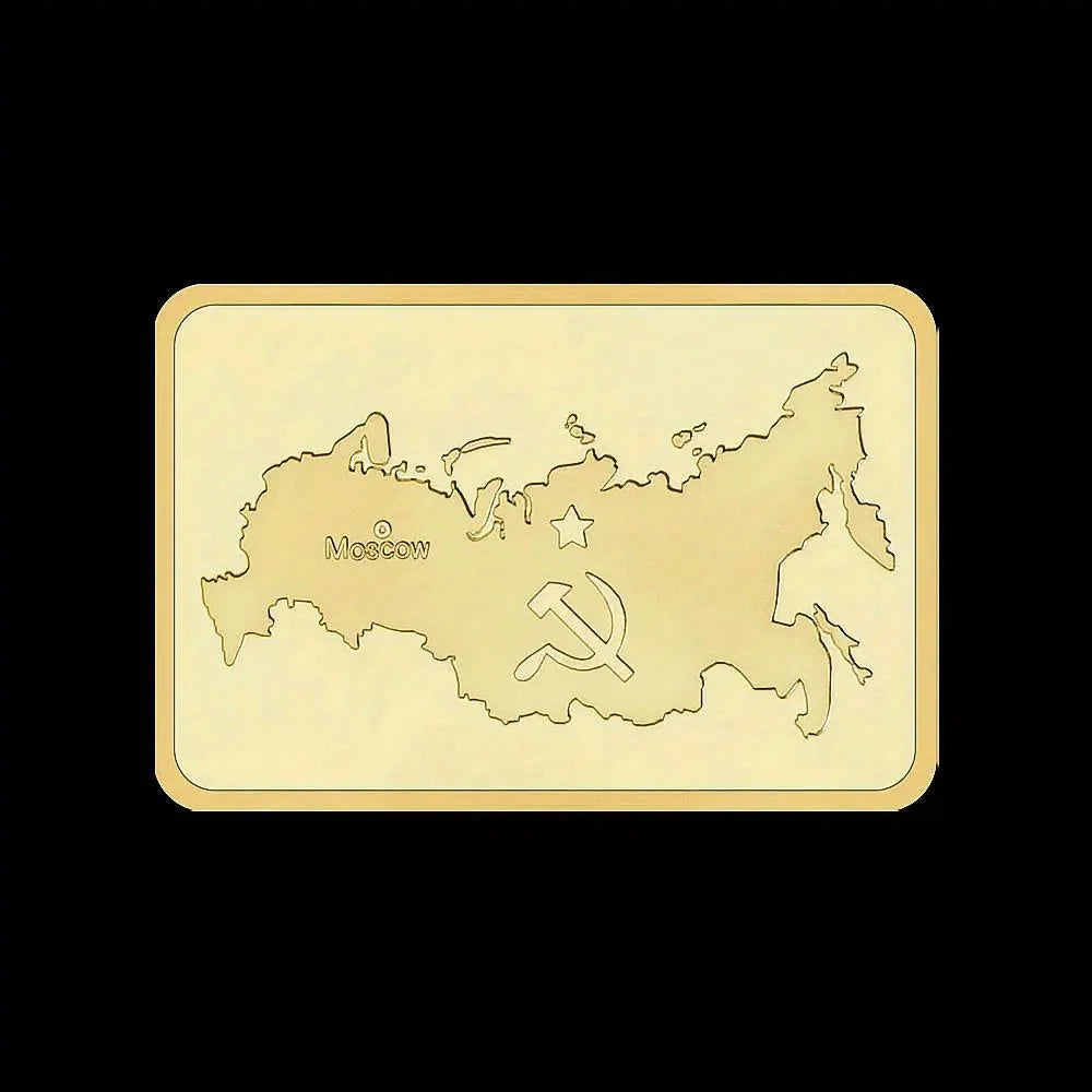 Map of The Soviet Union Collectible Golden Plated Souvenir Bar CCCP Collection Creative Gift Commemorative Coin 1545-Chinese Style Finds™